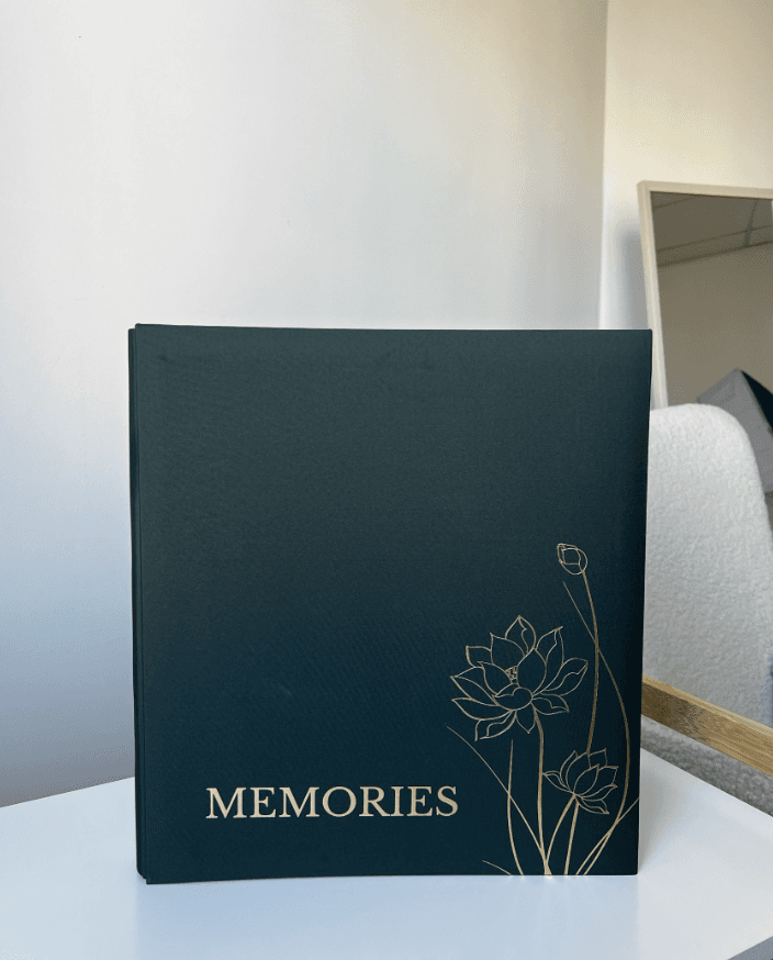 Фотоальбом на 500 фото "Memories" зелений з квіткою