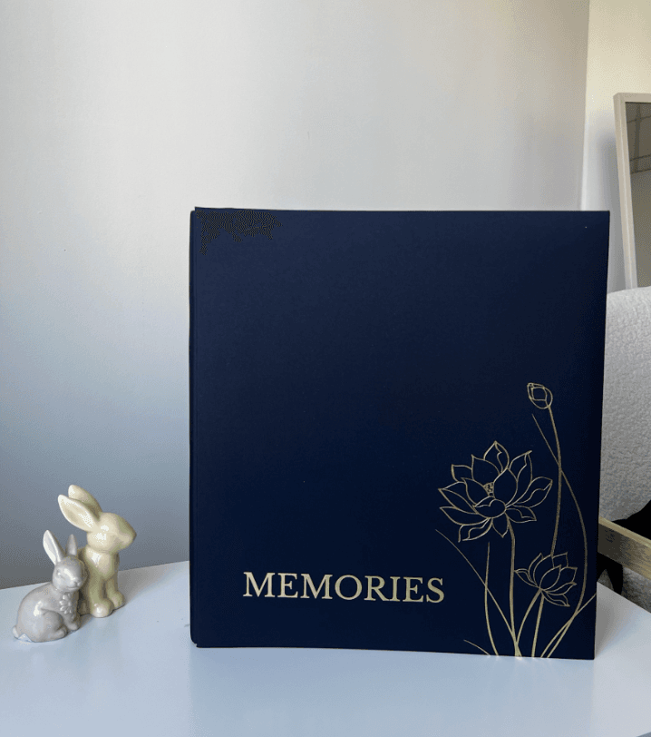 Фотоальбом на 500 фото "Memories" синій з квіткою