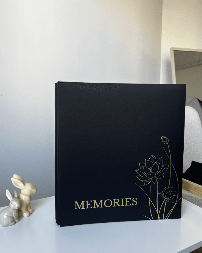 Фотоальбом на 500 фото "Memories" чорний з квіткою